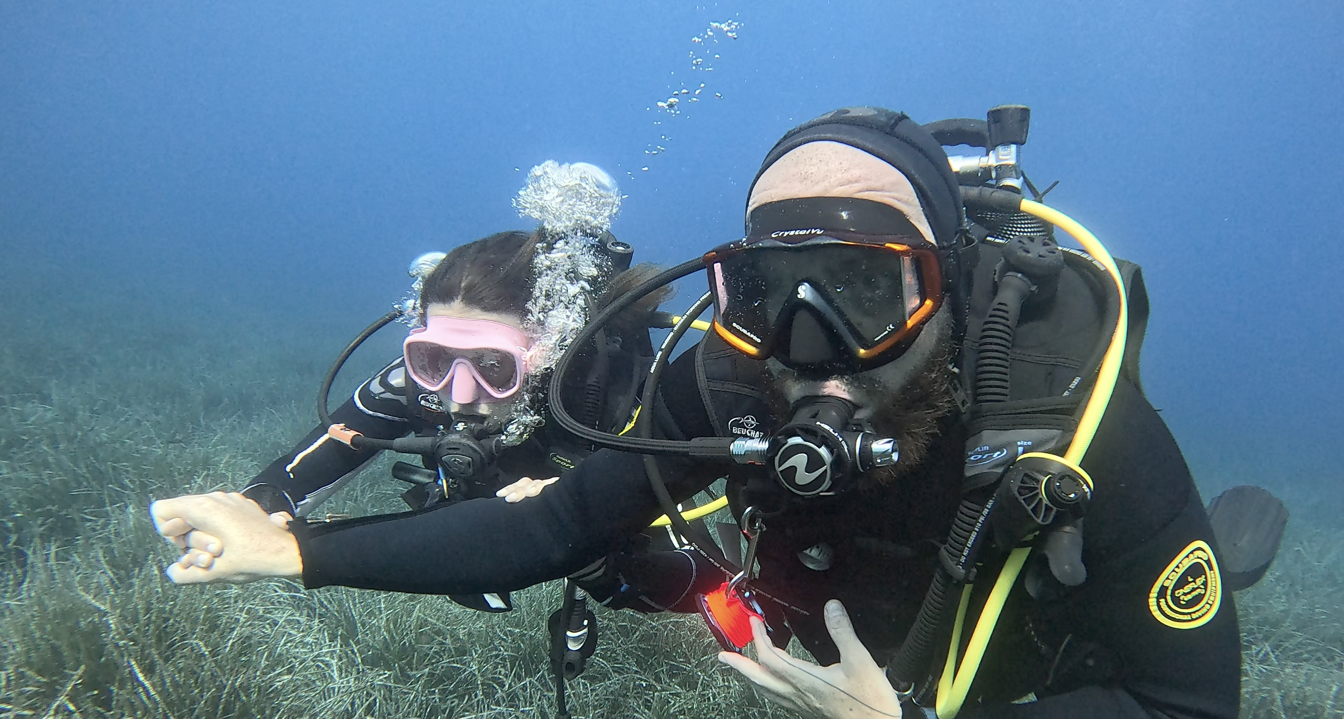 Diving eyes closed